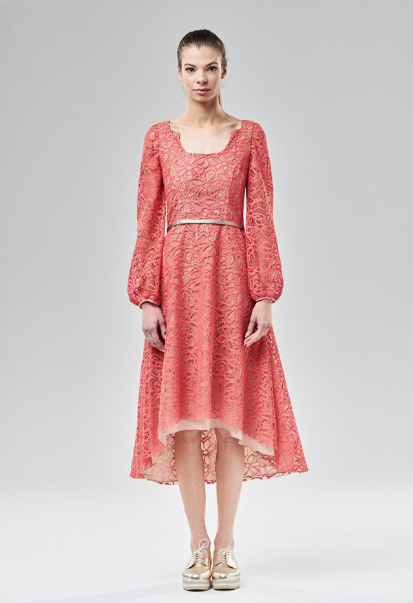 SUKIENKA KORALOWA Z BAWEŁNIANEJ KORONKI